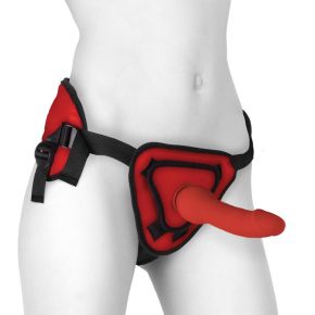 Ouch! Deluxe Silicone Strap-On Set 8 Inch Rood