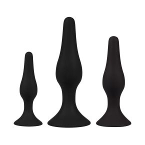 Plug It - Silicone Buttplug Set - Zwart 