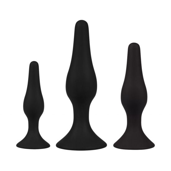 Plug It - Silicone Buttplug Set - Zwart 